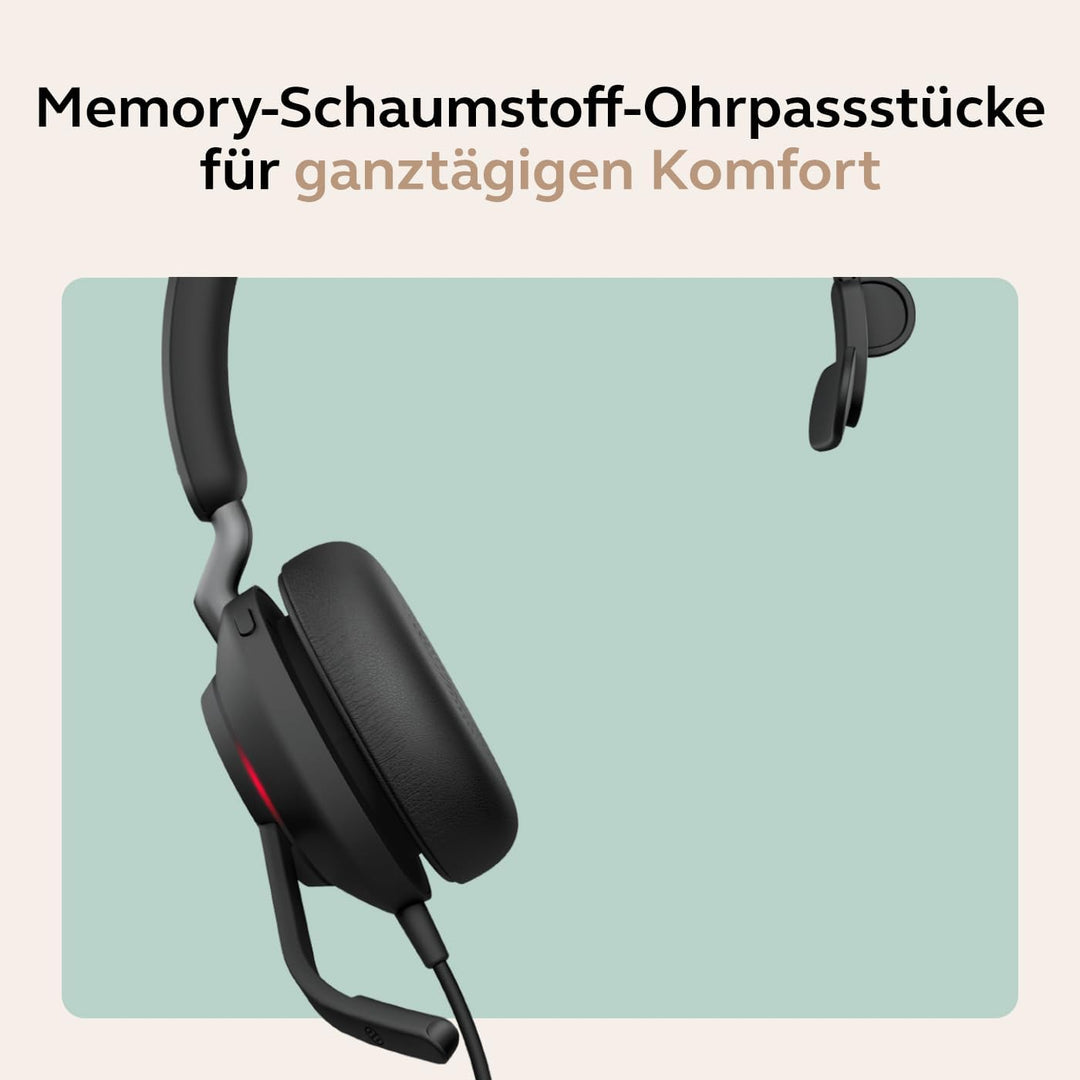 Jabra Evolve2 40 SE - USB-C/A schnurgebundenes Mono Headset | Zertifiziert für Microsoft Teams |
