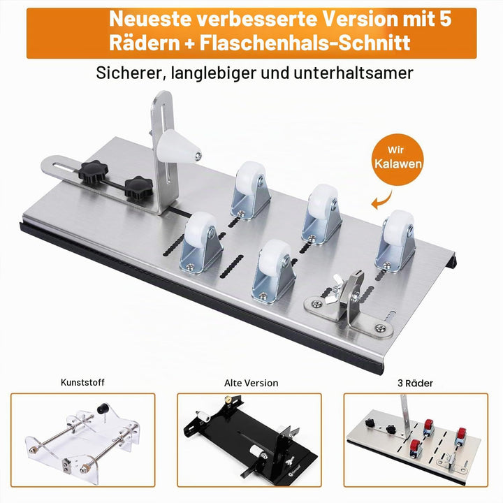 Kalawen Flaschenschneider 5 Verstellbares Rad Glasschneider für Flaschen Set Edelstahl Bottle Cutter