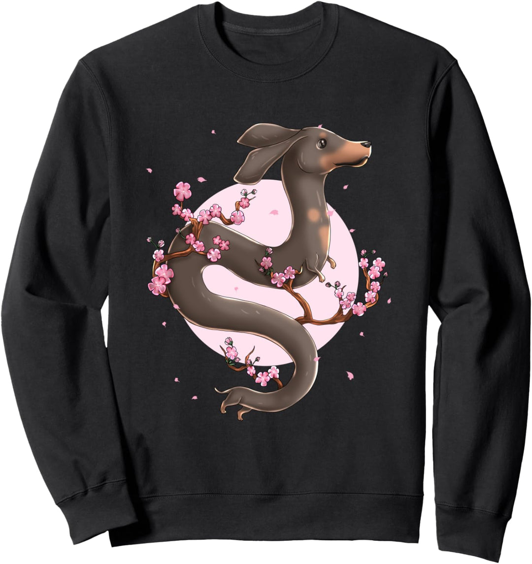 Dachshund Dog Japanese Art Harajuku Retro Aesthetic Cute Sweatshirt