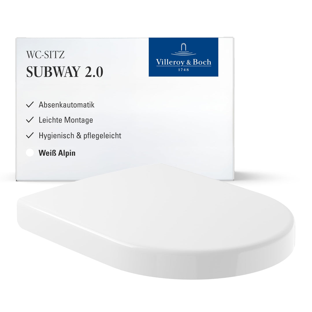 Villeroy & Boch Subway 2.0 WC-Sitz, Toilettendeckel mit Absenkautomatik, abnehmbarer Toilettensitz a