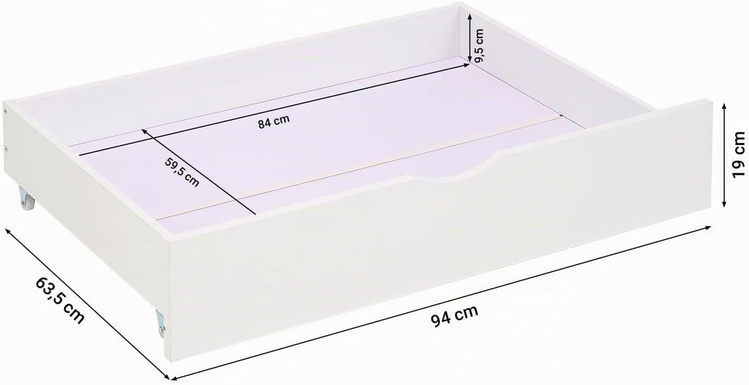 Homestyle4u 2er Set Bettkästen mit Rollen Weiss - Kiefer Bettschubladen | Stabiler Unterbettkasten a