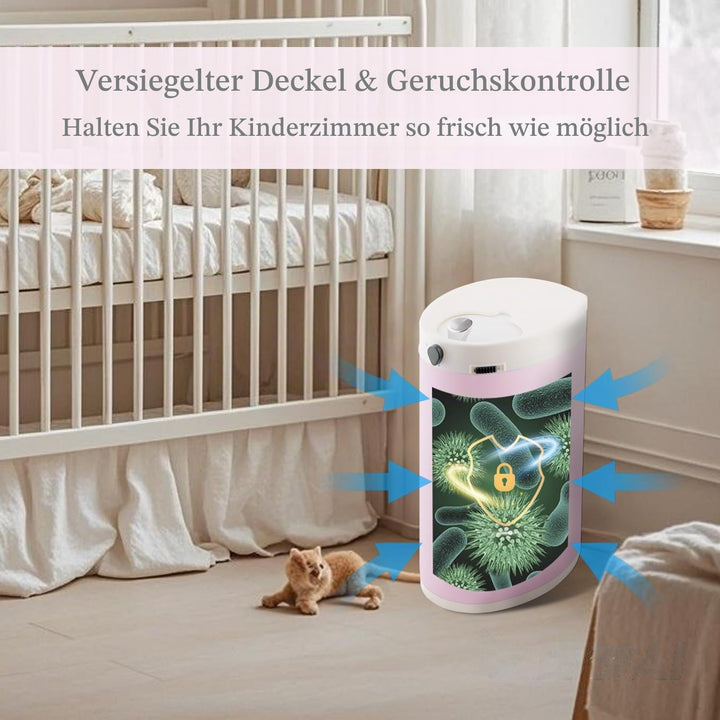 Windeleimer Geruchsdicht, Baby Windeleimer mit Deckel,Fasst bis zu 50 Windeln, Baby Mülleimer Geruch