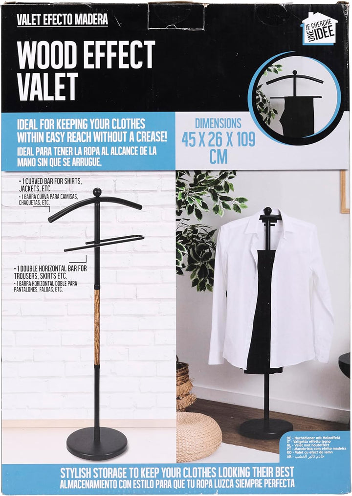 ICH SUCHE EINE Idee, RG0085, Eleganter Herrendiener in Holzoptik, praktische Aufbewahrung für Kleidu