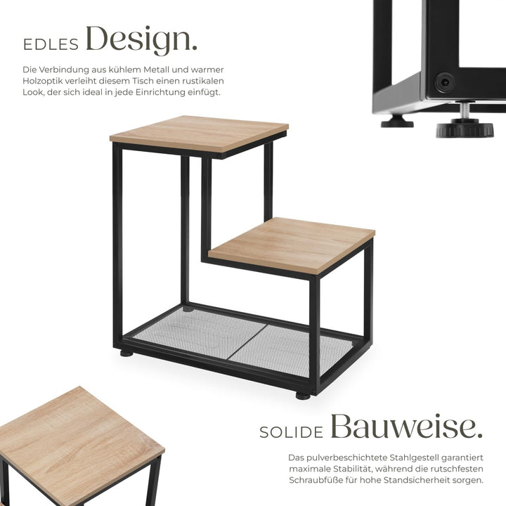 tectake® Industrial Beistelltisch Holz + Metall, Couchtisch 60,5 x 35,5 x 60,5 cm, Deko Wohnzimmer,