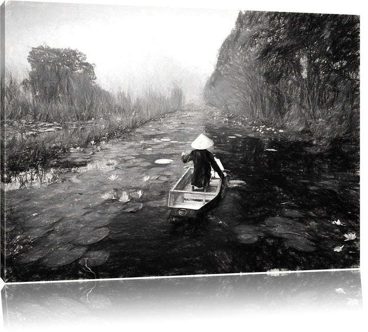 Pixxprint Yen-Stream Vietnam als Leinwandbild/Grösse: 100x70 / Wandbild/Kunstdruck/fertig bespannt,