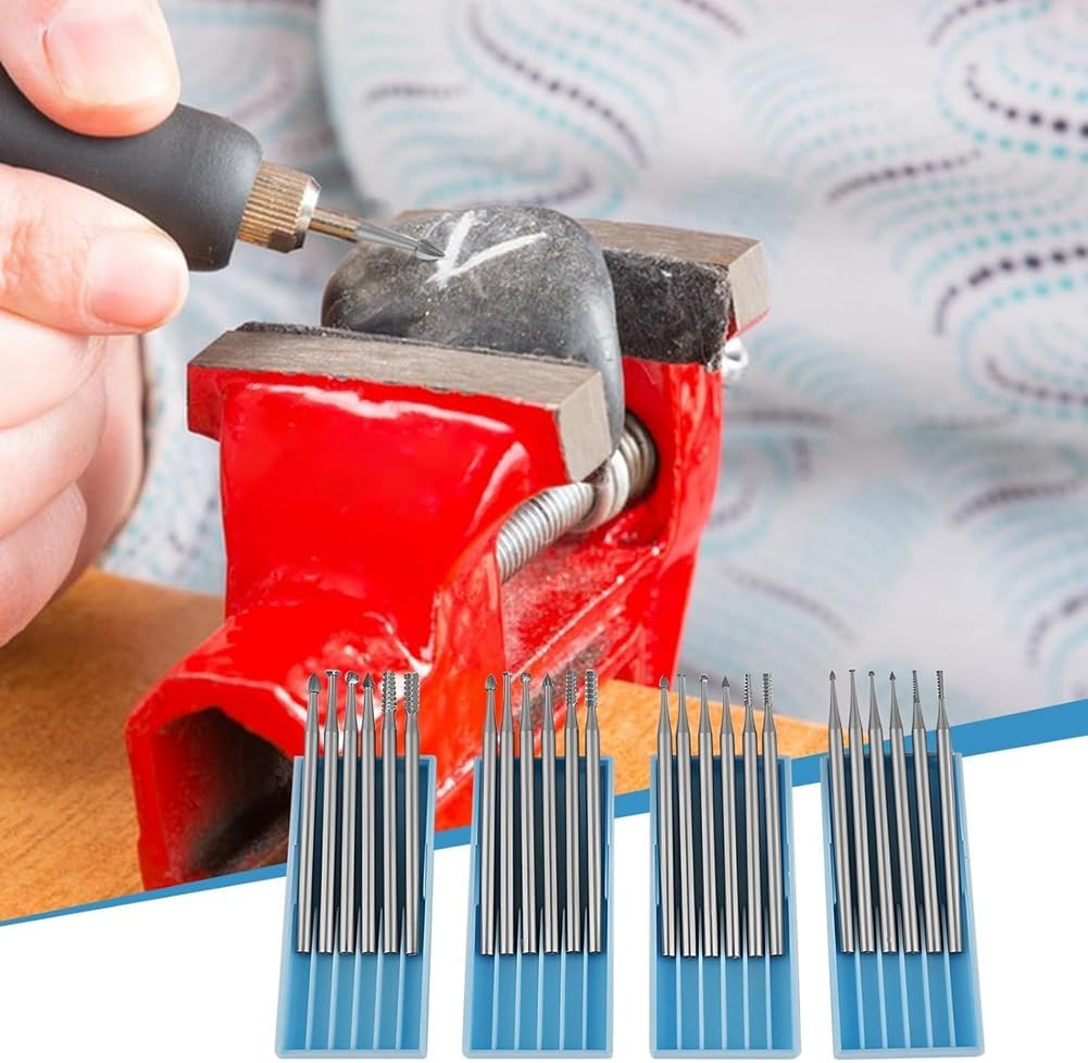24 Stück 3/32 (2,3 mm) Holzschnitzbohrer mit Rundem Schaft Aus Wolframstahl für Rotationswerkzeuge,