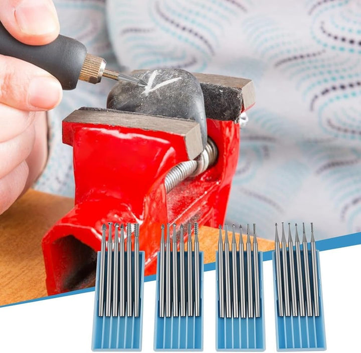24 Stück 3/32 (2,3 mm) Holzschnitzbohrer mit Rundem Schaft Aus Wolframstahl für Rotationswerkzeuge,