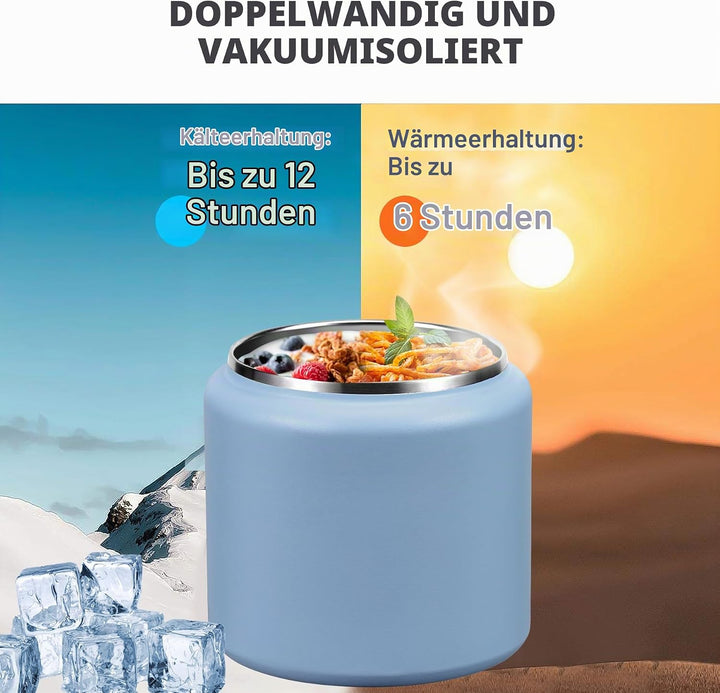 Itslife Thermobehälter für Essen 760ml, Thermo Lunchbox Kinder mit Schnallendeckel und Löffel, Warmh