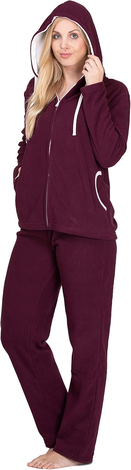 SLOUCHER Fleece-Anzug Hausanzug aus wärmenden Fleece für Damen, Farbe:Bordeaux, Grösse:60-62