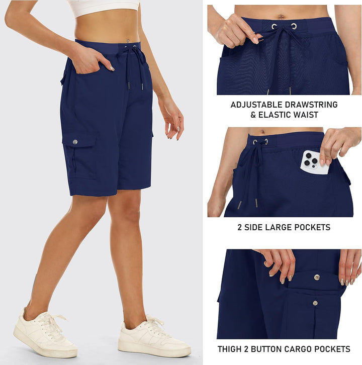 JINSHI Shorts Damen Sommer Cargohose Kurze Wanderhose Outdoor Schnelltrocknend Freizeithose mit Mehr