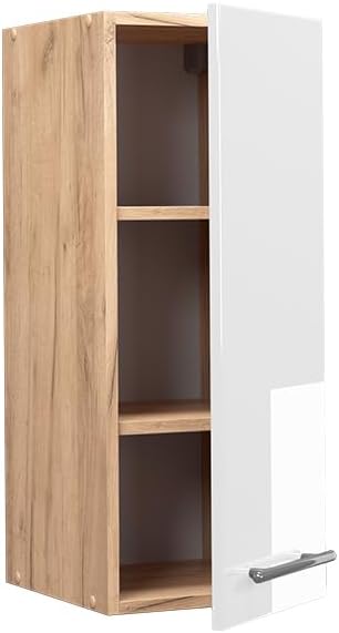 Vicco Hängeschrank Fame-Line, Weiss Hochglanz/Goldkraft Eiche, 30 cm Hängeschrank 30 cm Weiss Hochgl