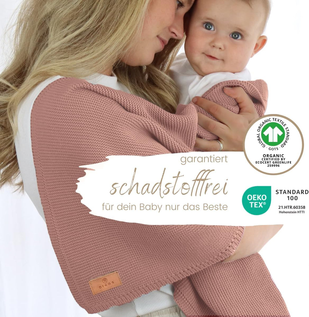 DIKOS® Babydecke Beere aus *100%* GOTS Bio Baumwolle | 4 Jahreszeiten Neugeborenen Decke für Baby Mä