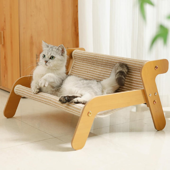 Kratzsofa Katzenbett | Kätzchen Kratzcouch - Sisal Holz Möbelschoner mit Ruheplatz gegen Langeweile
