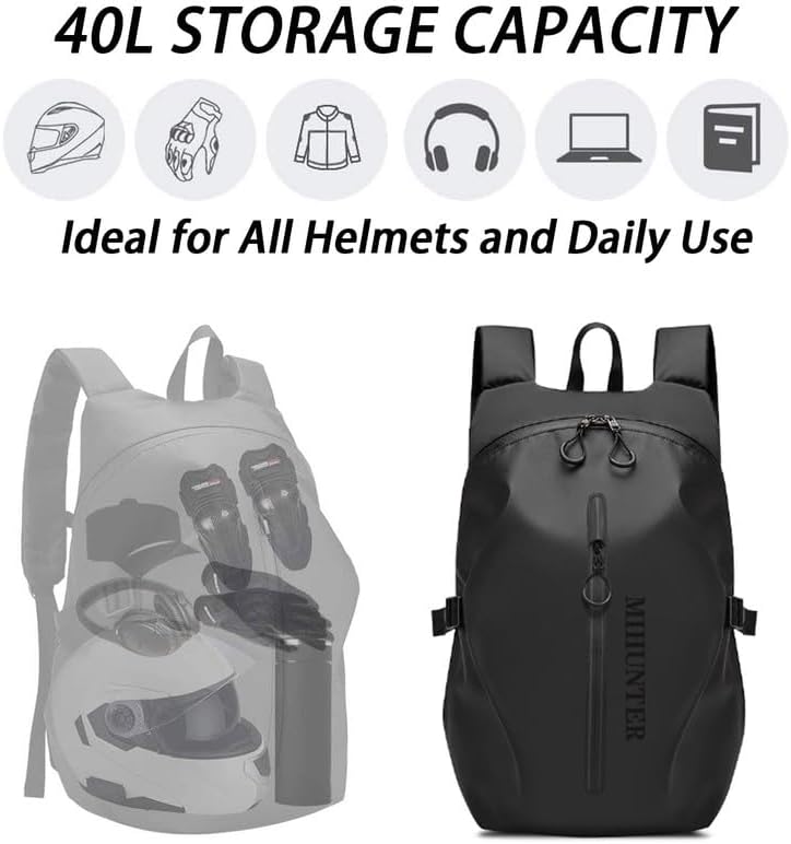 Motorrad Rucksack,Motorradrucksack,40L,Rucksack Motorrad,Rucksack Wasserdicht Motorrad,Grosse Kapazi
