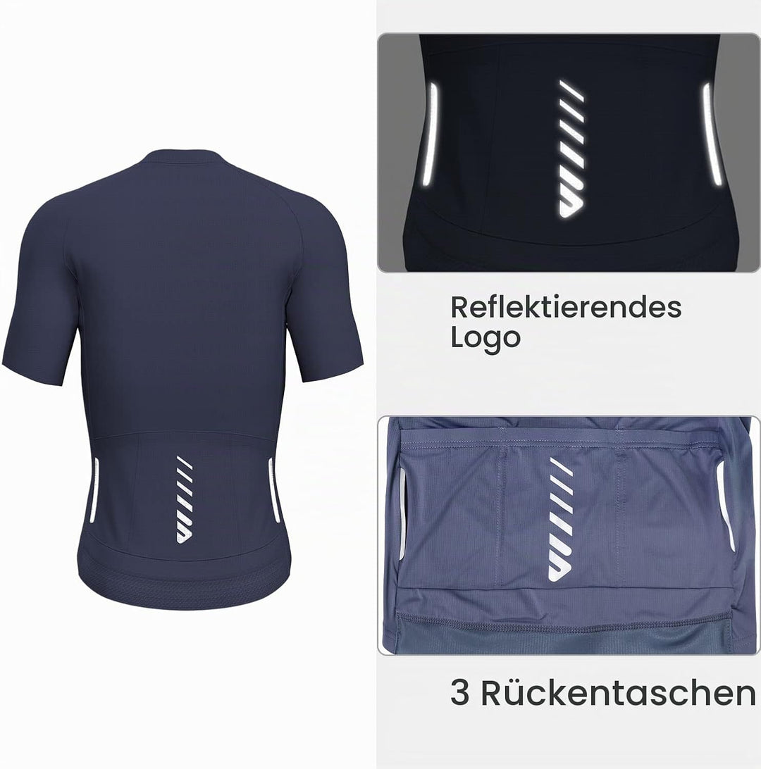 Lo.gas Radtrikot Herren Kurzarm, Rennrad Trikot Durchgehender Reissverschluss mit 3 Taschen M Kurzar
