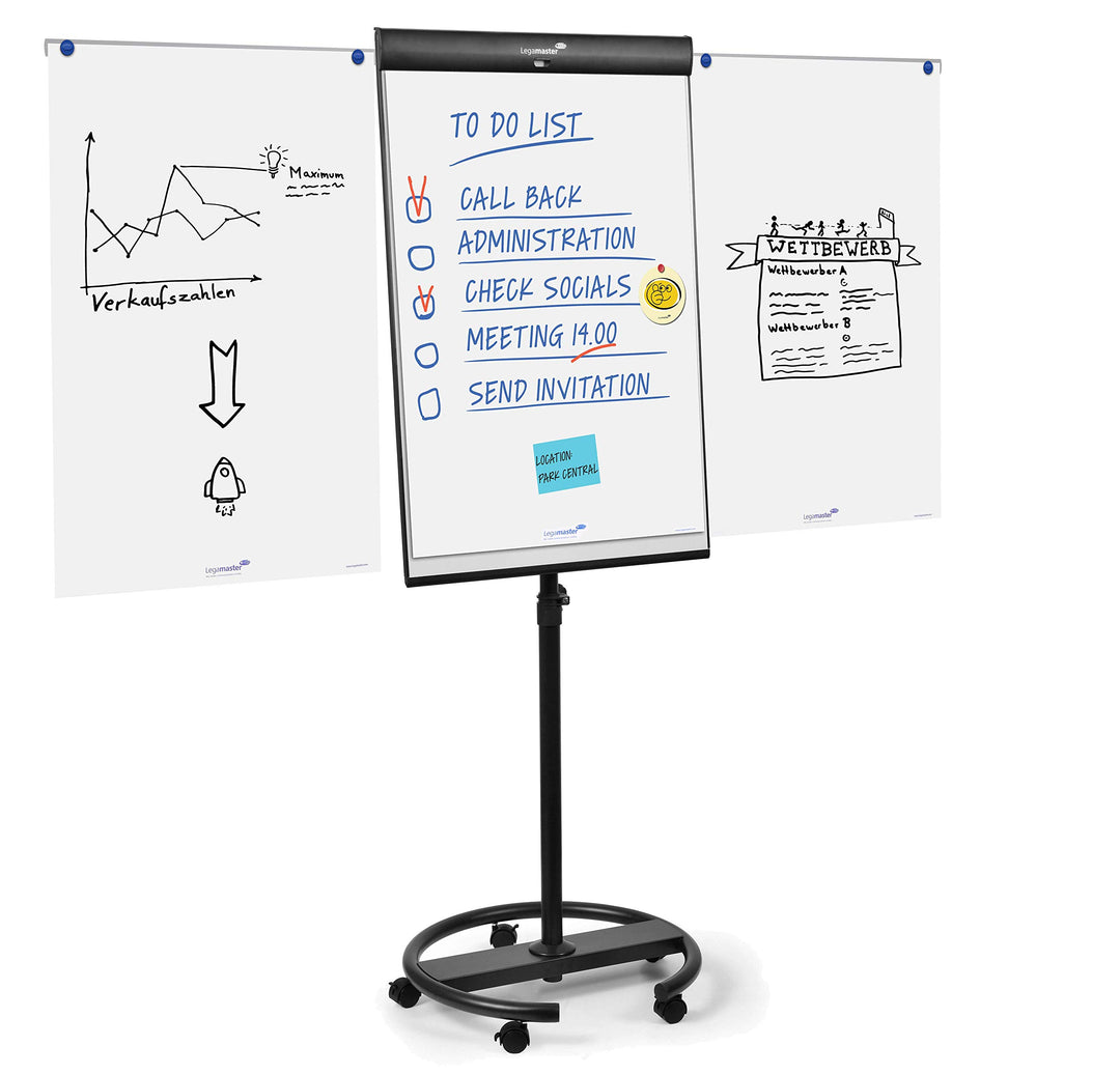 Legamaster 7-153600 Universal Flipchart Triangle Rundfuss, schwarz Flipchart Single, Flipchart Singl