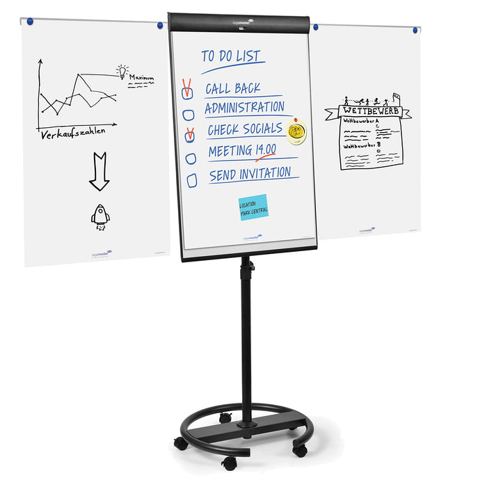 Legamaster 7-153600 Universal Flipchart Triangle Rundfuss, schwarz Flipchart Single, Flipchart Singl