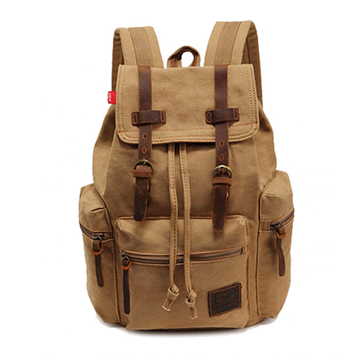 Retro Segeltuch Rucksack, Canvas Vintage Rucksack Laptop Daypack Schulrucksack Reisetasche Lederruck