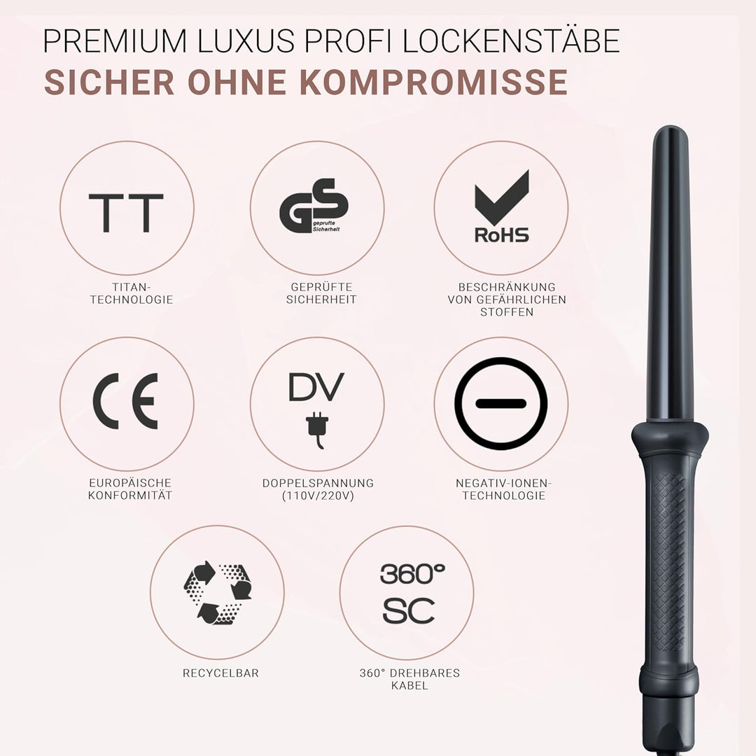 Lockenstab für Beach Waves - 5 Jahre sorgenfreie Benutzung - Lockenstab für Haar Locken - Lockenstyl