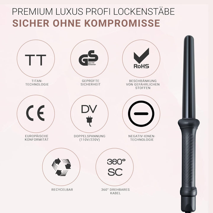Lockenstab für Beach Waves - 5 Jahre sorgenfreie Benutzung - Lockenstab für Haar Locken - Lockenstyl