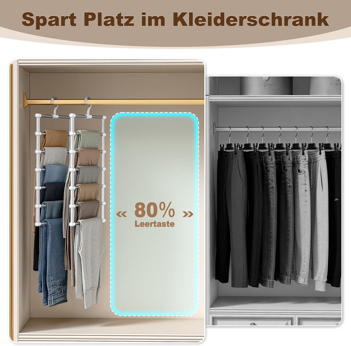 CTIME 2 Stück Hosenbügel Platzsparendend, Kein Aufbau Erforderlich, 360° Drehbarer Hosenständer aus