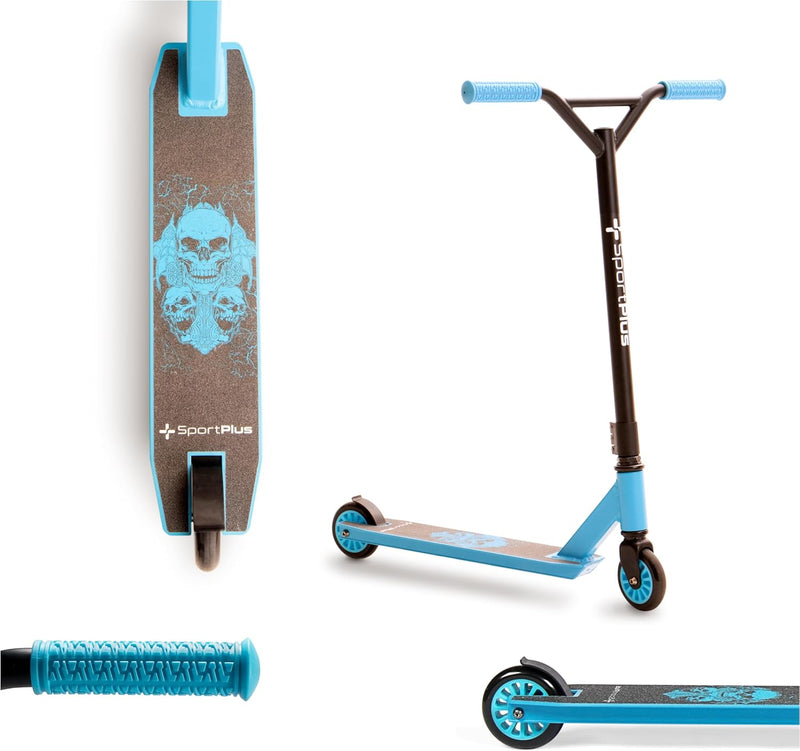 SportPlus Stuntscooter, Freestyle Scooter, ABEC 9 Kugellager,3-Fach verschraubte Lenkerklemme, 100mm