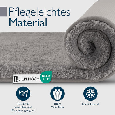 Beautissu Badematte rutschfest 100x60 cm – Duschvorleger Hochflor Badteppich rutschfest Waschbar Sha