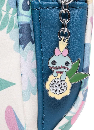 loungefly Disney Lilo & Stitch Hawaiian Flowers Stitch and Scrump AOP Double Strap Shoulder Bag Purs