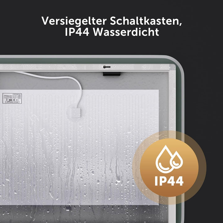 Mai & Mai Badspiegel mit LED Beleuchtung Wandspiegel 50x70cm Bad-Spiegel mit Touchschalter, Beschlag