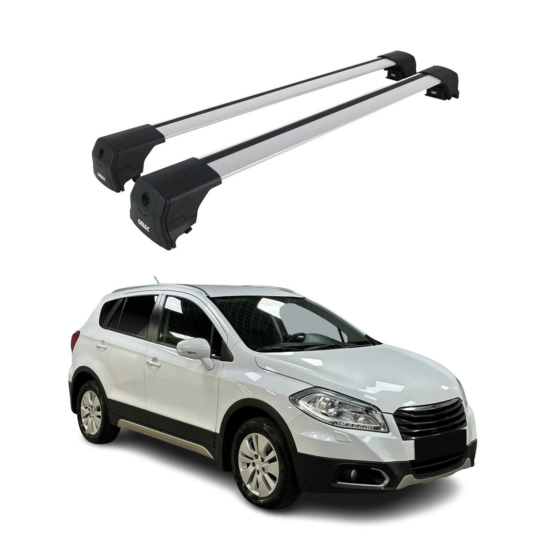 OMAC Dachträger Gepäckträger kompatibel mit Suzuki SX4-S Cross 2013-2021 TÜV ABE Aluminium Grau, ELE