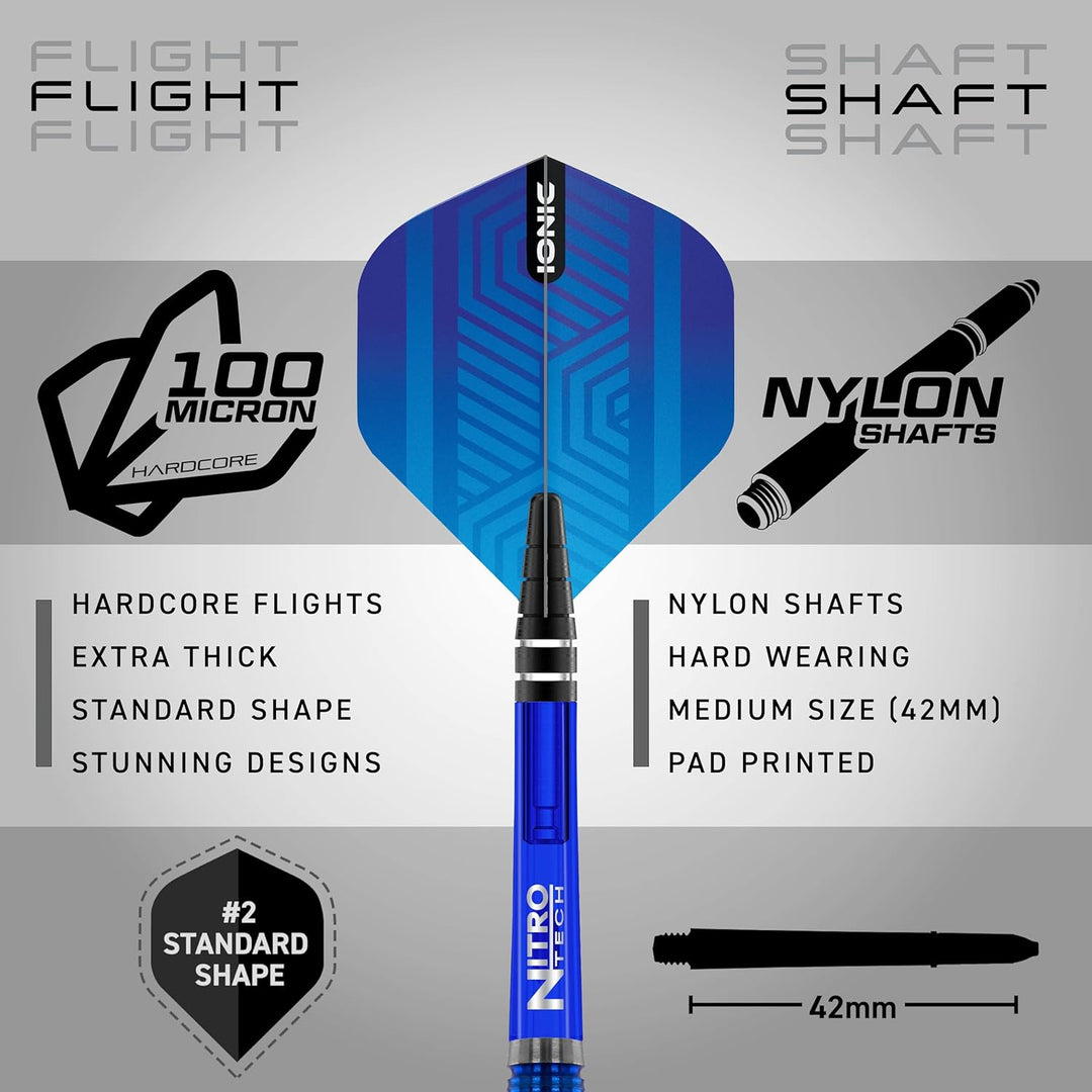 RED DRAGON Polaris Wolfram Professional Darts Set mit Flights and Nitrotech Shafts (Stems) 22.0 Gram