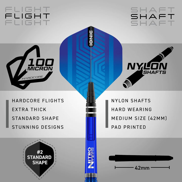 RED DRAGON Polaris Wolfram Professional Darts Set mit Flights and Nitrotech Shafts (Stems) 22.0 Gram