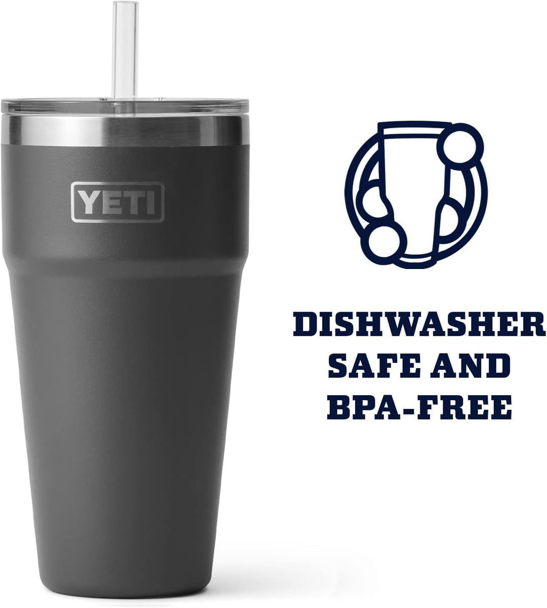 YETI Strohhalmbecher, 26 oz (760 ml), Charcoal, Charcoal