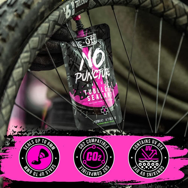 Muc-Off Unisex-Erwachsene Regenbogenfarbige, 44 mm Presta Tubeless Ventile, 44mm Bundle mit Reifendi