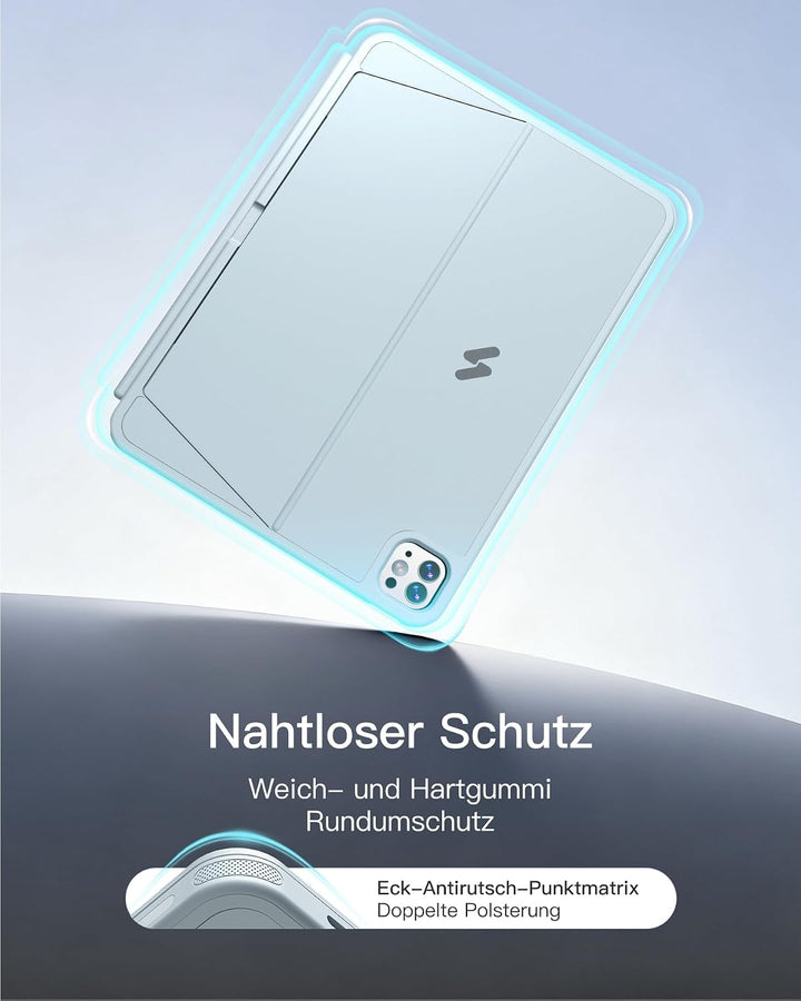 Inateck AceTouch Pro Hülle mit Tastatur für iPad 11 A16 2025 11 Zoll, iPad 10. Gen 2022 10,9 Zoll, 5