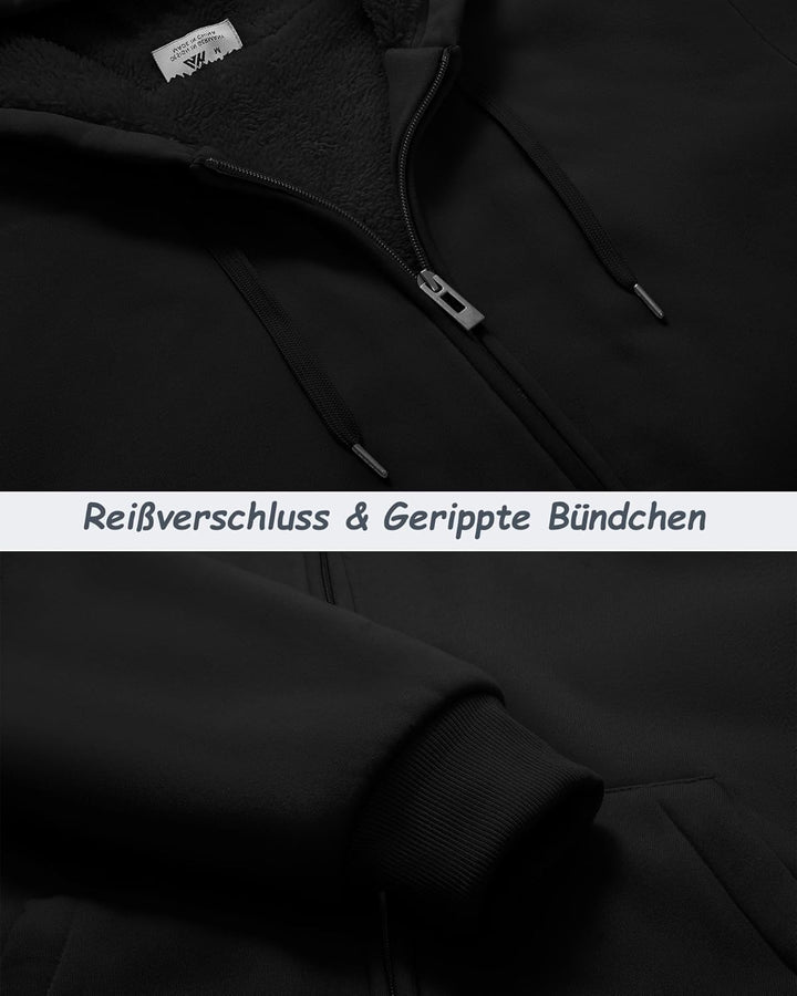 SwissWell Hoodies Herren Gefütterte Sweatjacke mit Kapuze Winter Jacke Reissverschluss Warmer Fleece