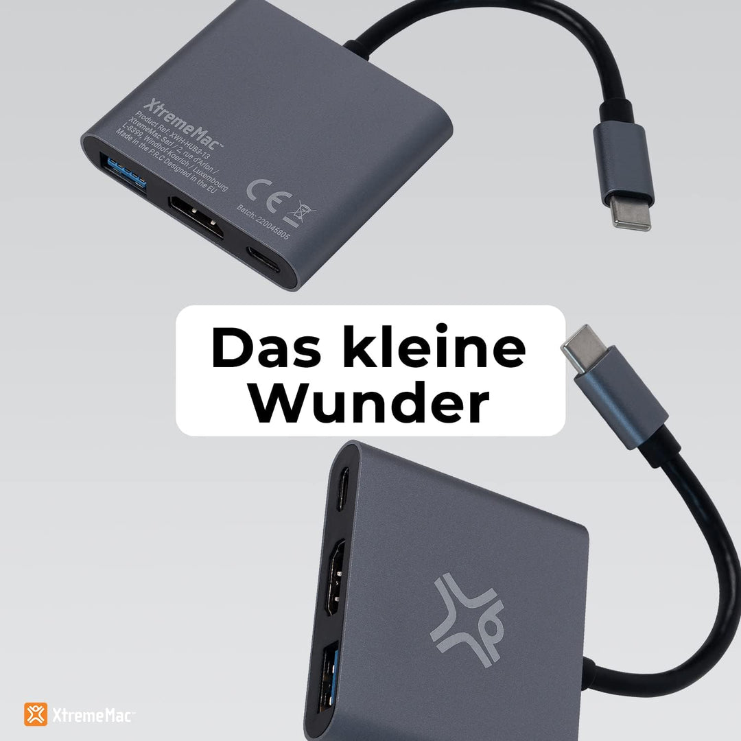 XtremeMac USB-C Hub für MacBook: Durchgangsladen bis 100W &amp; schnelle Datenübertragung, USB 3.0 &amp; 4K