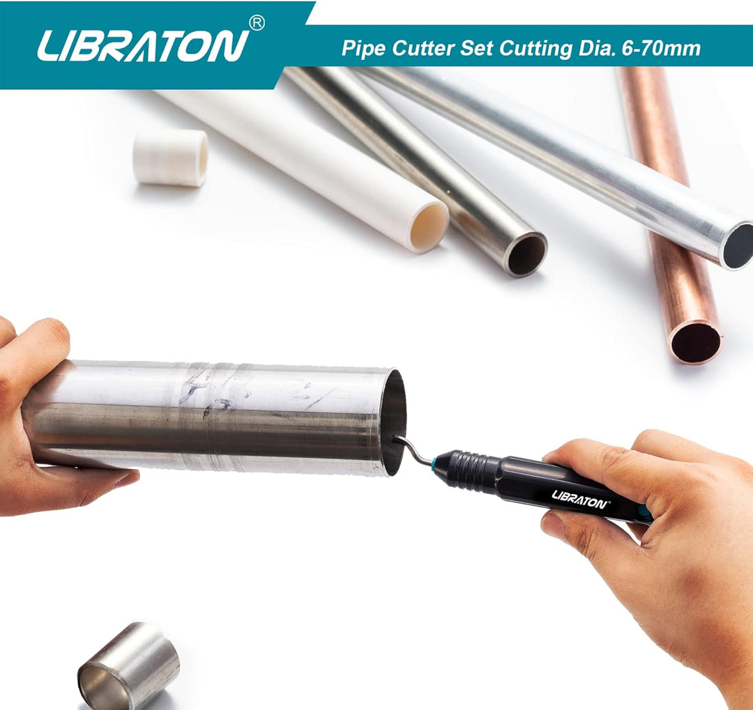 Libraton Rohrschneider 6-70 mm, Rohrabschneider, Kupferrohrschneider Set, Leitungsschneider mit Entg