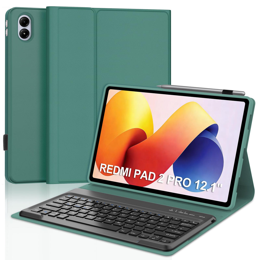 Hülle Mit Tastatur Für Xiaomi Redmi Pad 2 Pro 12.1 Zoll/Redmi Pad Pro 12.1” 2024, Hülle Tastatur, Bl
