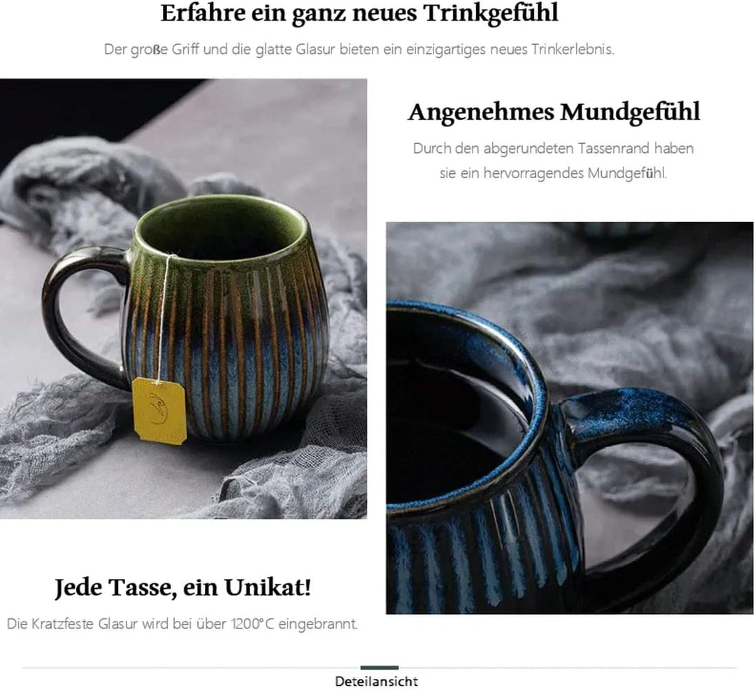 Saumo 480ml Hochwertige Handgefertigte Kaffeetasse aus Porzellan - Kaffee & Tee Tasse in Modern Vint