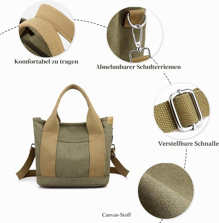CORIOS Damen Umhängetasche Canvas Handtasche Schultertasche Kleine Kapazität Henkeltaschen Casual Tr
