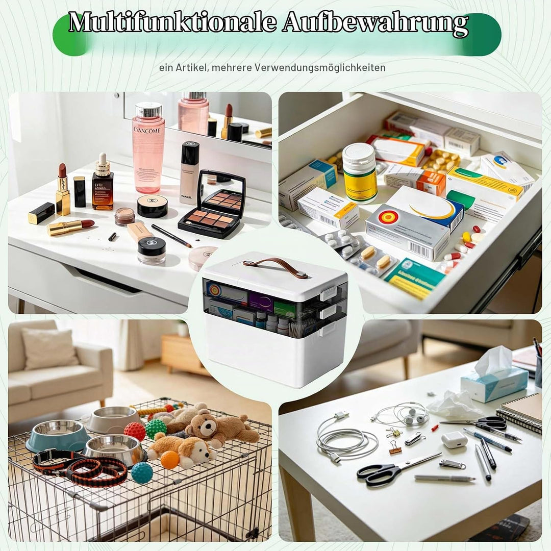 3-Lagige Medikamentenbox, Lichtschützendem Halbtransparentem Medikamenten Aufbewahrung, Tragbare Mul
