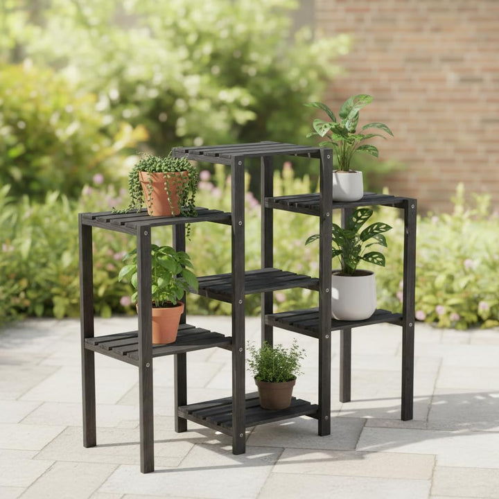 Melko Pflanzentreppe Holz Blumenregal 7 Ebenen Pflanzenständer 97 x 31 x 87 cm Blumenleiter Schwarz