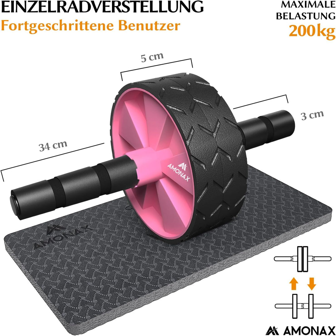 Amonax Bauchroller, bauchtrainer ab roller, bauchmuskeltrainer ab wheel set, mit Rutschfester, inkl.