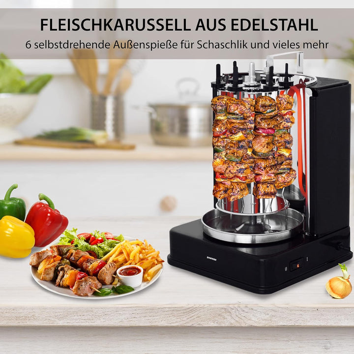Syntrox Kitchen Chef ROQ Gyrosgrill 1400W Dönergrill Schaschlikgrill Hähnchengrill Rotisserie Fischg