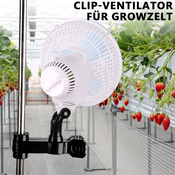 Grow Clip-Ventilator für Growzelt-Stangenmontage, Umluftventilator leise für Zelt, 32 dBA, Grow Vent