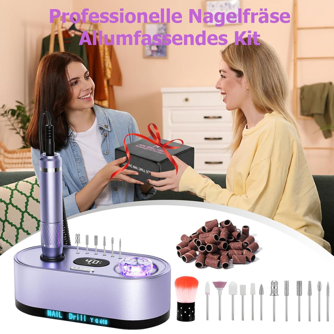 Nagelfräser Elektrisch für Gelnägel 45000 U/Min Maniküre Pediküre Set Elektrische Nagelfräser Profes