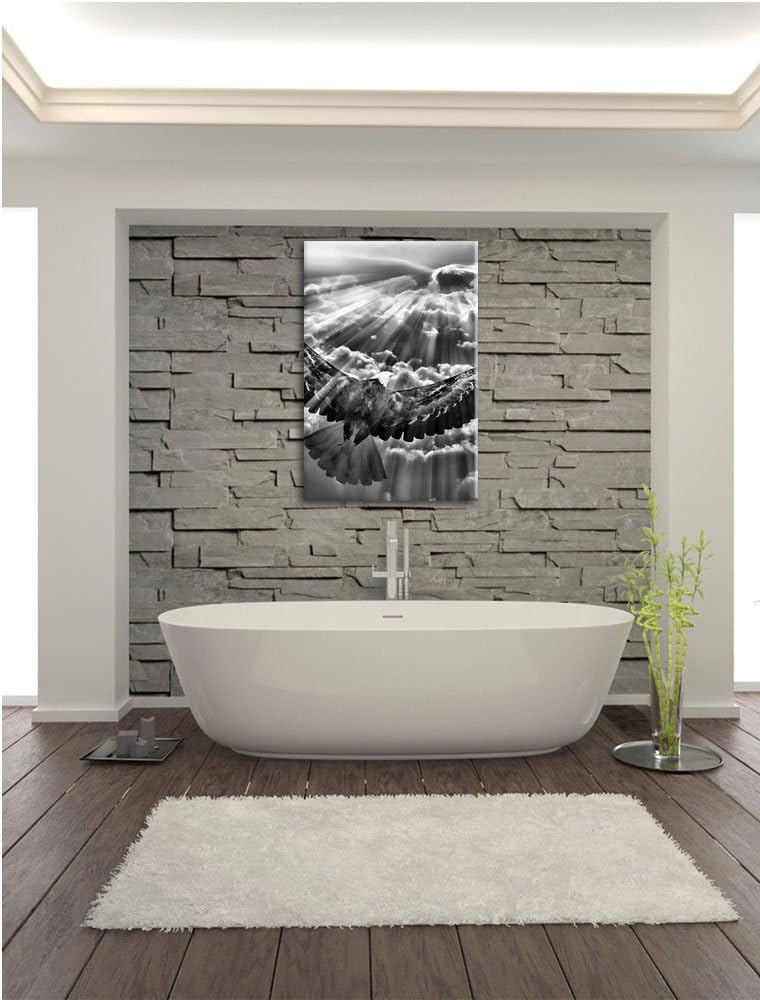 Pixxprint Adler über den Wolken als Leinwandbild | Grösse: 100x70 cm | Wandbild | Kunstdruck | ferti
