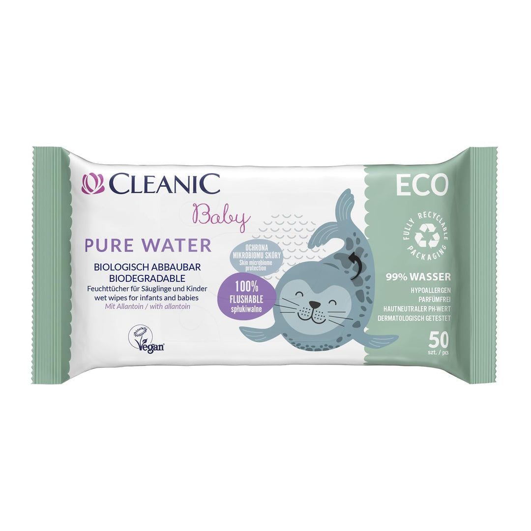 Cleanic Baby Eco Pure Water Feuchttücher – (16x50 Stück) Feuchttücher für Kinder und Säuglinge – par