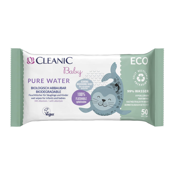 Cleanic Baby Eco Pure Water Feuchttücher – (16x50 Stück) Feuchttücher für Kinder und Säuglinge – par